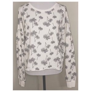 Zoe + Liv Palm Tree Print Long Sleeve Cropped Sweatshirt, Sz XXL